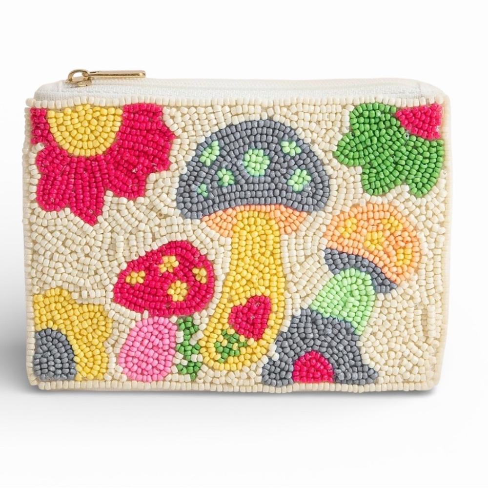 Colorful Beaded Mushroom Coin Purse